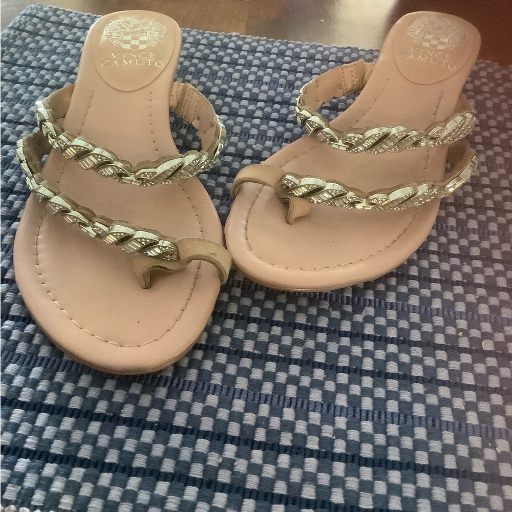 Vince Camuto Tan and Gold Sandals